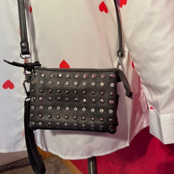 Charming Charlie Gunmetal Rhinestone and Studded Small Crossbody bag - Picture 5 of 11